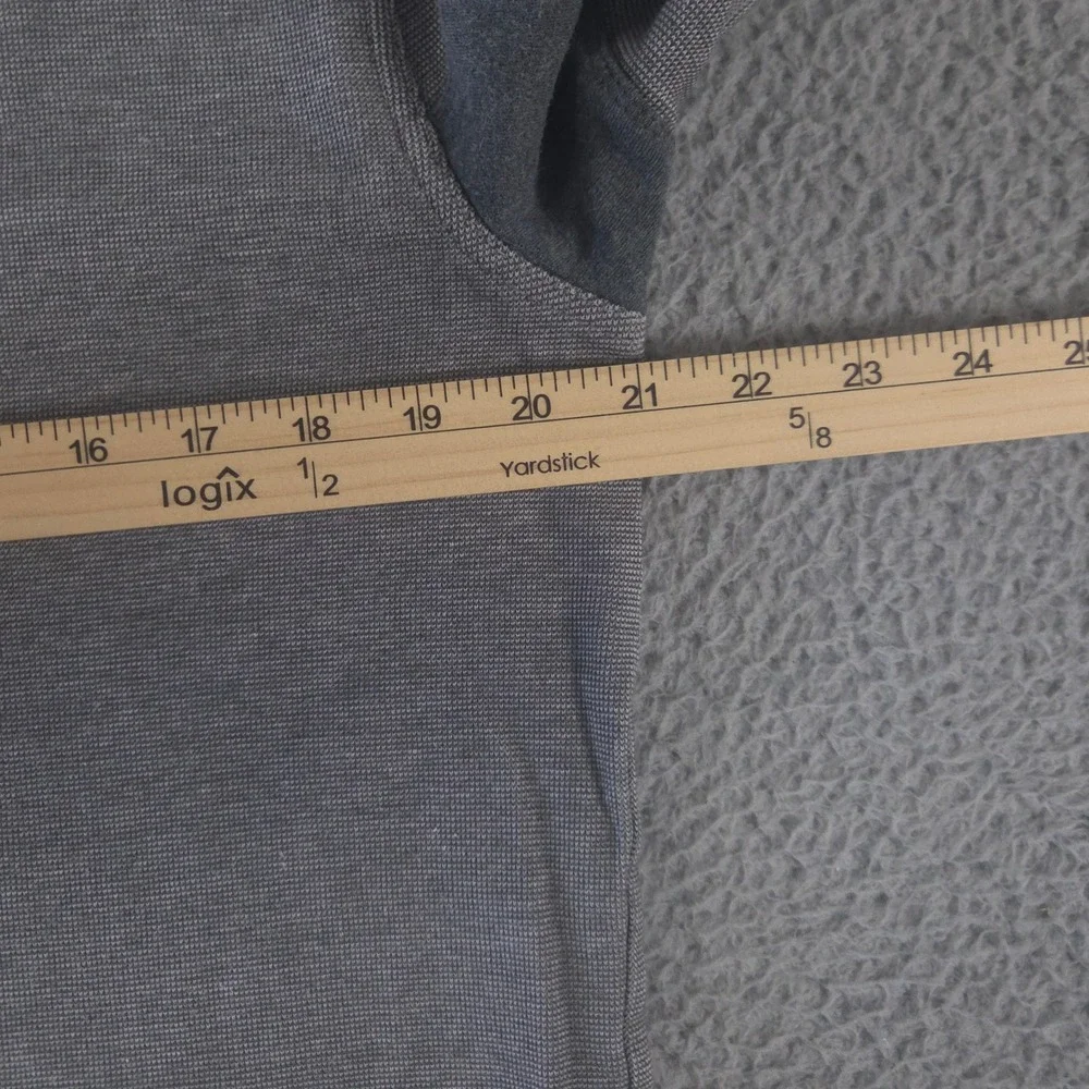 Banana Republic Sweater Men Large Grey Blue Striped 100% Cotton Quarter Zip Knit
